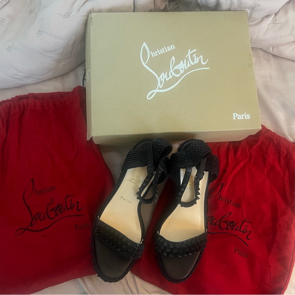 CHRISTIAN LOUBOUTIN MADMONICA 120 BLACK Size 40 9.5